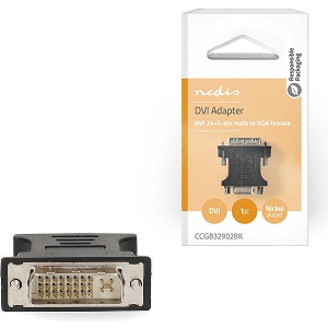NEDIS CCGB32902BK DVI ADAPTOR DVI-I 24+5-PIN MALE - VGA FEMALE BLACKP