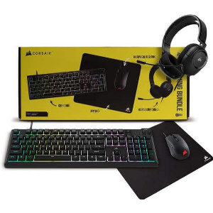 CORSAIR 4-IN-1 GAMING BUNDLE K55 CORE KEYBOARD/ HARPOON PRO MOUSE/ HS35V2 7.1 HEADSET/MM100 MOUSEPA