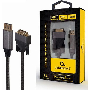 CABLEXPERT DISPLAYPORT TO DVI ADAPTER CABLE PREMIUM SERIES 4K 1,8M RETAIL PACK CC-DPM-DVIM-4K-6