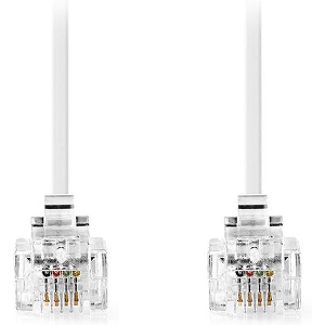 NEDIS TCGL90200WT100 TELECOM CABLE RJ11 MALE - RJ11 MALE 10.0M WHITET