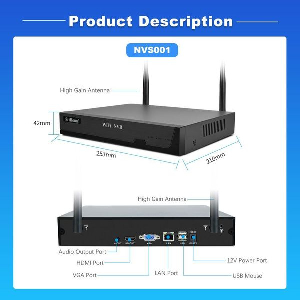SRIHOME 2MP 8-CHANNEL WIRELESS VIDEO RECORDER WITH 4 IP CAMERAS NVS001-4IPC037