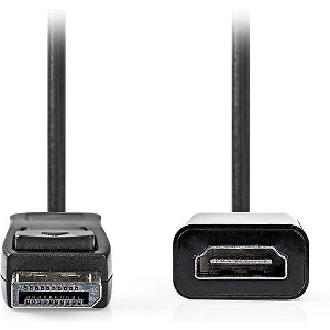 NEDIS CCGB37150BK02 DISPLAYPORT CABLE DISPLAYPORT MALE - HDMI OUTPUT 4K@30HZ 0.20M BLACK