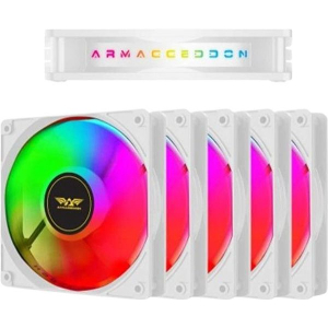 ARMAGGEDDON PC COOLING FAN 12CM CHROMA RGB KIT 3000 (5 PACK) WHITE CHR-KIT3000W
