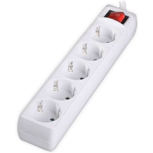LAMTECH POWER STRIP WITH SWITCH 5 OUTLETS WHITE 1.5M LAM023732
