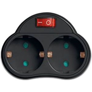 LAMTECH POWER SOCKET SPLITTER WITH 2 SCHUKO OUTLETS & ON/OFF SWITCH BLACK LAM023695