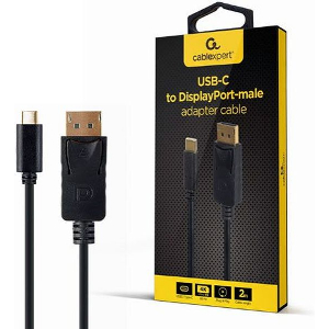 CABLEXPERT USB-C TO DISPLAYPORT-MALE ADAPTER 4K 60HZ 2M BLACK RETAIL PACK A-CM-DPM-01