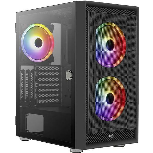 CASE AEROCOOL PGS GRAPHITE G-BK V2 FRGB WINDOW MIDI TOWER BLACK