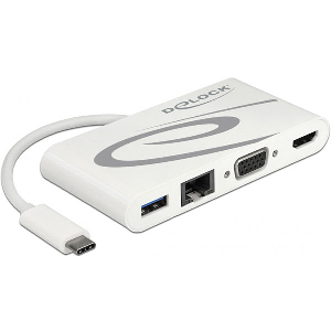 DELOCK 87731 USB TYPE-C 3.1 DOCKING STATION HDMI 4K 30 HZ + VGA + LAN + USB PD