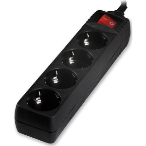 LAMTECH POWER STRIP WITH SWITCH 4 OUTLETS BLACK 1.5M LAM023725
