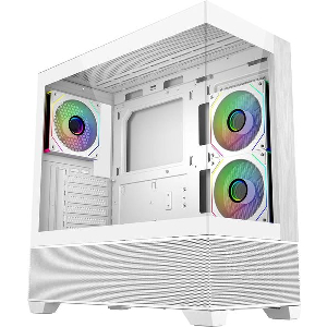 CASE COOLER MASTER ELITE 690 TEMPERED GLASS ATX WHITE 3X120MM ARGB FANS WOOD WHITE