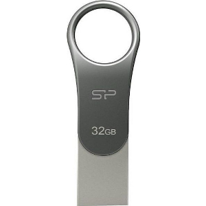 SILICON POWER MOBILE C80 OTG 32GB USB 3.2 GEN1 TYPE-A/TYPE-C FLASH DRIVE TITANIUM SP032GBUC3C80V1S