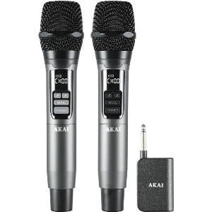 AKAI AMD-350BT ΣΕΤ 2 ΑΣΥΡΜΑΤΑ ΜΙΚΡΟΦΩΝΑ ΧΕΙΡΟΣ ΜΕ ΔΕΚΤΗ 2.4GHZ ΑΣΗΜΙ/ΜΑΥΡΟ