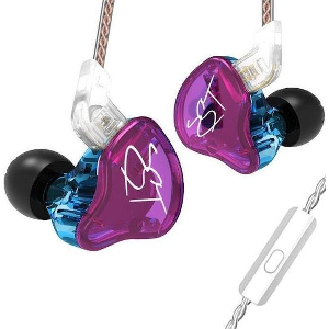 KZ ZST PURPLE WITH MIC - IEM 35 IN EAR MONITOR EARPHONES DYNAMIC HYBRID DUAL DRIVER 1BA+1DD