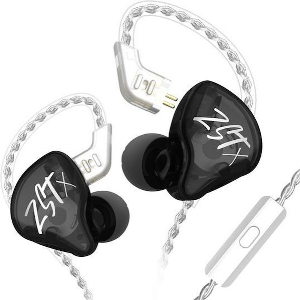 KZ ZST X BLACK WITH MIC - IEM 35 IN EAR MONITOR EARPHONES DYNAMIC HYBRID DUAL DRIVER 1BA+1DD