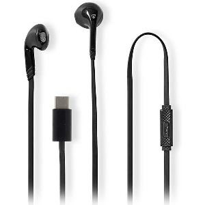 NEDIS HPWD4024BK WIRED EARPHONES USB-C BUILT-IN MICROPHONE BLACK