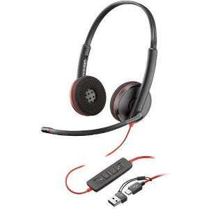 POLY BLACKWIRE 3225 STEREO USB-C HEADSET + 3.5MM PLUG + USB-C/A ADAPTER (BULK)