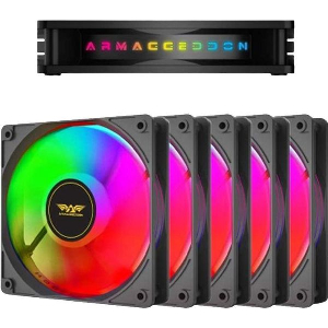 ARMAGGEDDON PC COOLING FAN 12CM CHROMA RGB KIT 3000 (5 PACK) BLACK CHR-KIT3000B