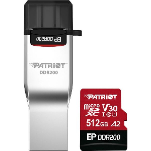 PATRIOT EP DDR200 512GB MICRO SDXC U3 V30 A2 WITH USB TYPE-A AND TYPE-C READER PEF512GEP33MCX
