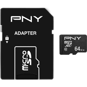 PNY PERFORMANCE PLUS 64GB MICRO SDXC MEMORY CARD C10 + ADAPTER P-SDU64G10PPL-GE