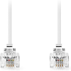NEDIS TCGL90200WT20 TELECOM CABLE RJ11 MALE - RJ11 MALE 2.00M WHITE