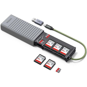 UGREEN CM856 55899 USB / TYPE-C CARD READER WITH STORAGE BOX 2X SD/MICROSD GREY