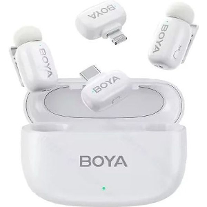 BOYA MINI IPHONE LIGHTNING & TYPE-C WHITE - 2,4GHZ 2MIC WIRELESS MICROPHONE WITH CHARGING BOX