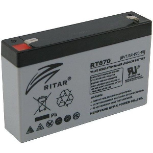 RITAR LEAD ACID BATTERY (RT670) AGM 6V / 7AH - 151 / 34 / 94 MM TERMINAL1
