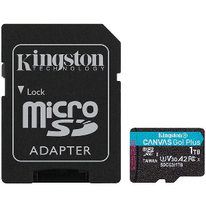 KINGSTON SDCG3/1TB CANVAS GO PLUS 1TB MICRO SDXC CLASS 10 UHS-I U3 V30 A2 + SD ADAPTER