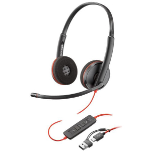 POLY BLACKWIRE 3220 STEREO USB-C HEADSET + USB-C/A (BULK)