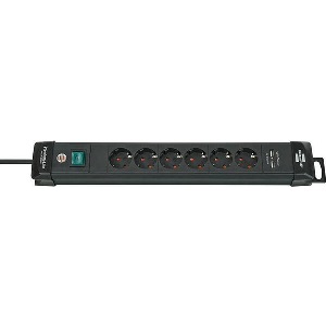BRENNENSTUHL 1951160602 PREMIUM-LINE EXTENSION SOCKET 6-WAY BLACK