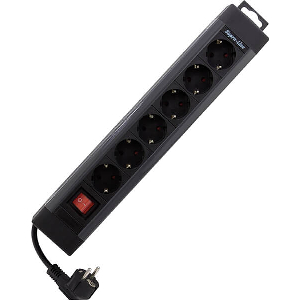 REV SOCKET STRIP 6-WAY 2.4M SUPRALINE WITH SWITCH ANTHRACITE