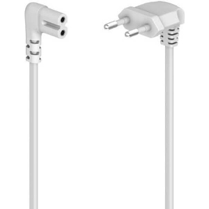 HAMA 221102 POWER CABLE, ANGLED BOTH SIDES, EURO PLUG, DOUBLE GROOVE/C7, 5 M, WHITE