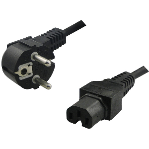 LOGILINK CP105 POWER CORD SCHUKO C13 MALE 90° ANGLED - C15 FEMALE STRAIGHT 2M BLACK