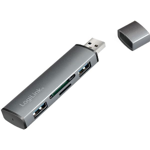 LOGILINK UA0394 USB 3.2 2-PORT HUB WITH CARD READERS WITH ALUMINIUM CASE