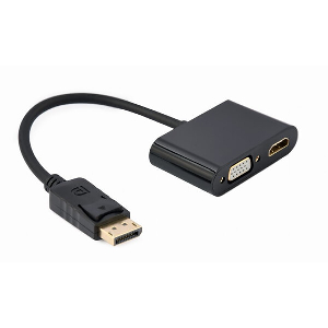 GEMBIRD A-DPM-HDMIFVGAF-01 DISPLAYPORT MALE TO HDMI FEMALE + VGA FEMALE ADAPTER CABLE BLACK