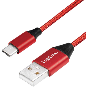 LOGILINK CU0148 USB 2.0 CABLE USB-A MALE TO USB-C MALE 1M RED