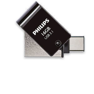 PHILIPS 2-IN-1 16GB USB 3.1 + TYPE-C OTG FLASH DRIVE MIDNIGHT BLACK FM16DC152B/00