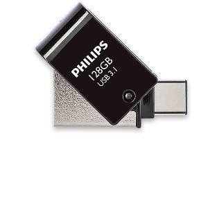 PHILIPS 2-IN-1 128GB USB 3.1 + TYPE-C OTG FLASH DRIVE MIDNIGHT BLACK FM12DC152B/00