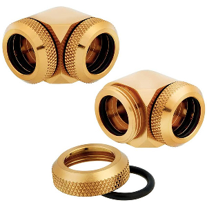 CORSAIR HYDRO X FITTING HARD XF 90° ANGLED GOLD 2-PACK (14MM OD COMPRESSION)