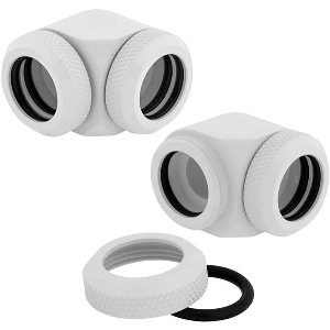 CORSAIR HYDRO X FITTING HARD XF 90° ANGLED GLOSSY WHITE 2-PACK (14MM OD COMPRESSION)