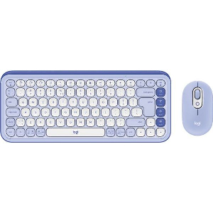 LOGITECH 920-013078 POP ICON COMBO WIRELESS BLUETOOTH KEYBOARD AND MOUSE SET LILAC & OFF-WHITE
