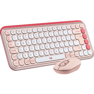LOGITECH 920-013142 POP ICON COMBO WIRELESS BLUETOOTH KEYBOARD AND MOUSE SET ROSE & OFF-WHITE