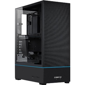 LIAN LI SUP01 BLACK - 45LT MINIMAL FOOTPRINT CASE FOR VERTICAL GPU ARGB STRIPS W. 3X 120MM FANS