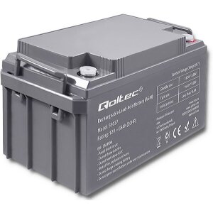 QOLTEC 53037 AGM BATTERY 12V 65AH MAX 780A