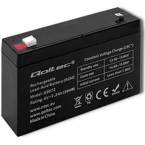 QOLTEC 53072 AGM BATTERY 6V 7.2 AH