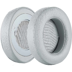 GEEKRIA RAZER LEATHERETTE KRAKEN CUSHIONS FOR KRAKEN PRO V2 MERCURY, 7.1 MERCURY OVAL GREY/WHITE