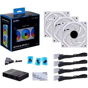 LIAN LI UNI FAN INFINITY SL- 120 -3PCS REVERSE WHITE (TRIPLE PACK INCLUDE CONTROLLER) - CASE FAN