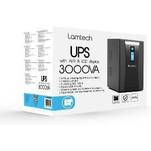 LAMTECH UPS WITH AVR AND LCD DISPLAY 3000VA, 4X12V/9AH, 3XSCHUKO, 3XIEC, USB & RJ45 PORT LAM113546