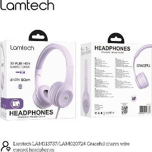 LAMTECH EXTRA BASS STEREO HEADPHONES WITH MIC PURPLE LAM113737