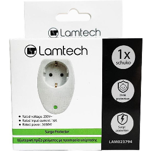 LAMTECH SURGE PROTECTOR 16A 250V 3680W WHITE LAM023794